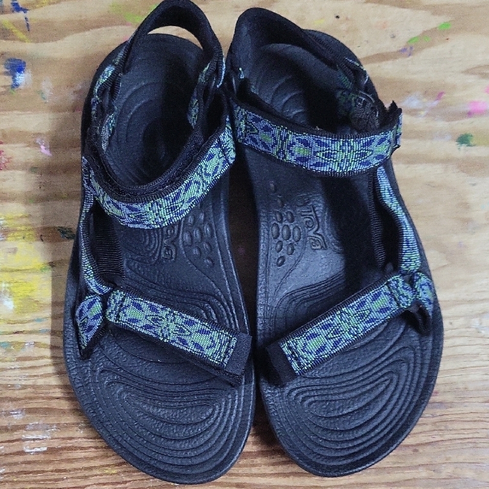 Teva Black and Blue Patterned Sandals